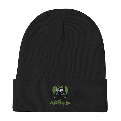 Bullet Proof Love (Green Logo) Embroidered Beanie