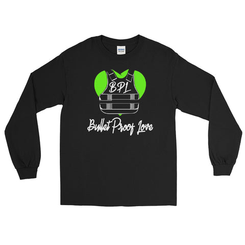 Bullet Proof Love Long Sleeve (Lime Green Logo w/ Wht Text) Shirt