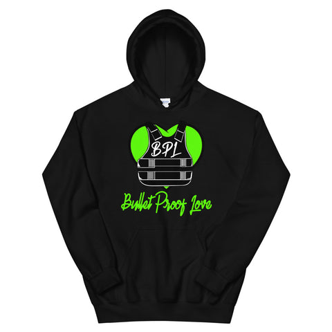 Bullet Proof Love (Lime Green Logo) Hoodie